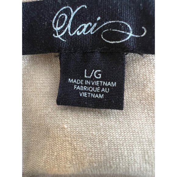 Xaci Women’s Dress Large Fitted Black Beige Mini Stretch 3/4 Sleeve Stripes - Picture 11 of 14